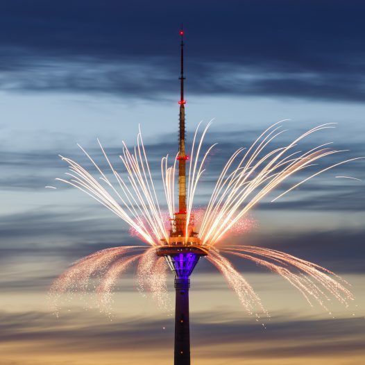 Fireworks at Tallinn TV tower, Estonia